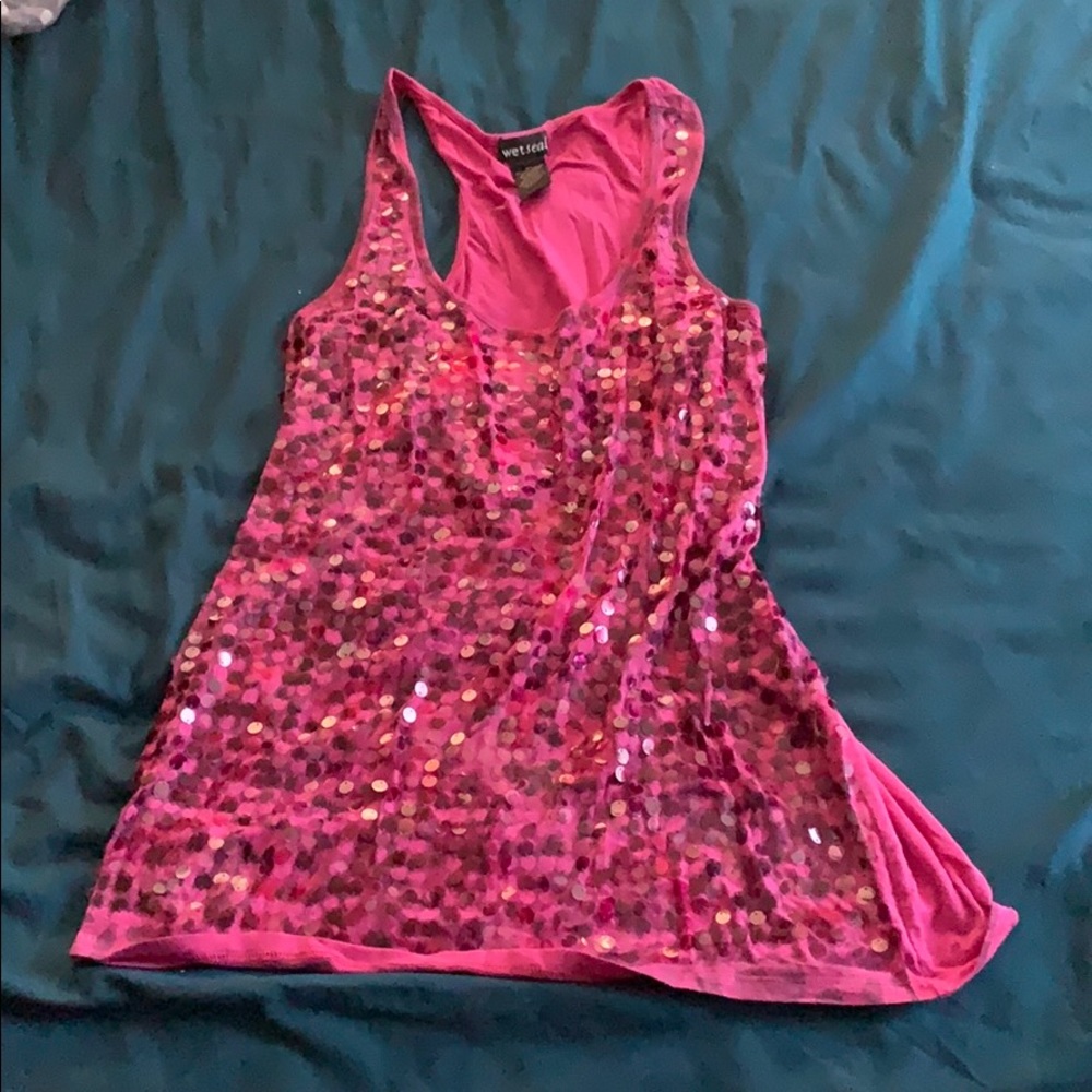 Bright pink tank top